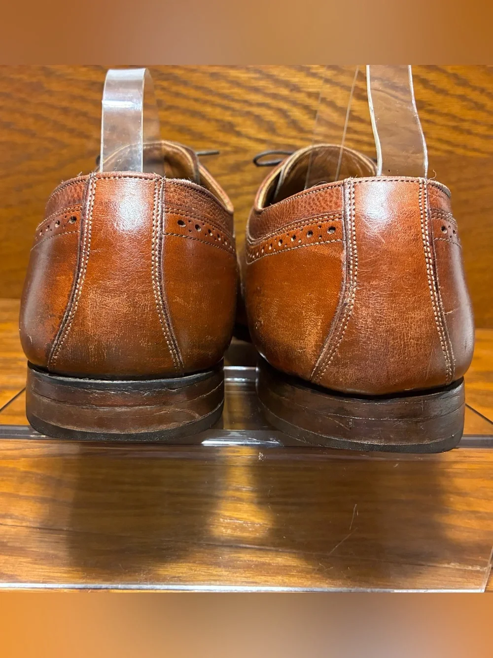 VTG Johnston & Murphy Brogue Wingtip Oxford Shoes Brown Leather Men’s Size 12